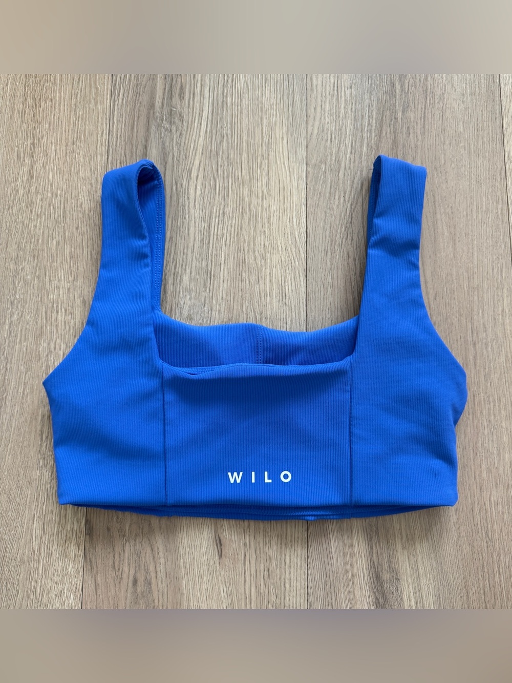 WILO The Label Blue Ribbed Wireless Pullover Sports Bra Medium Support Small